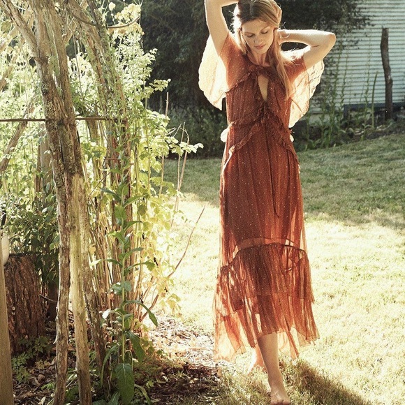 Doen Antoinette Maxi Dress Tamarillo Paisley Boho - Picture 3 of 5